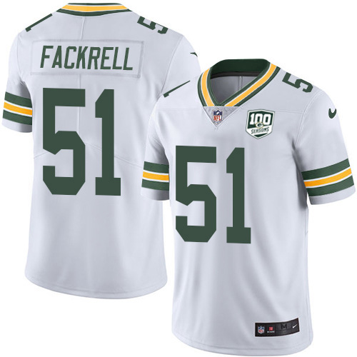 Green Bay Packers #51 Kyler Fackrell White Men's 100th Season Stitched Vapor Untouchable Limited Jersey Men's