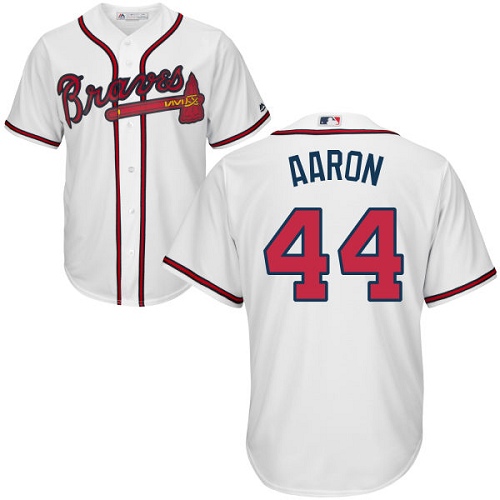 Atlanta Braves #44 Hank Aaron White Cool Base Stitched Youth Jersey Youth
