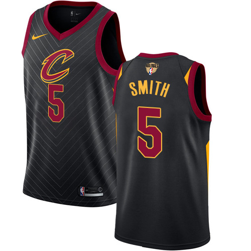 Cleveland Cavaliers #5 J.R. Smith Black The Finals Patch Swingman Statement Edition Jersey Mens