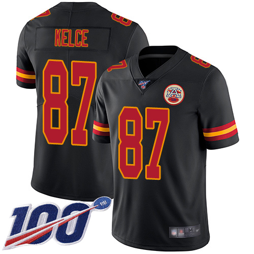 Chiefs #87 Travis Kelce Black Men's Stitched Limited Rush 100th Season Jersey