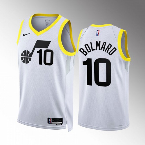 Utah Utah Jazz #10 Leandro Bolmaro Mens Black 2022-23 Association Edition Jersey Mens