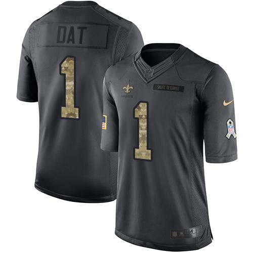 New Orleans Saints #1 Who Dat Black Men's Stitched Limited 2016 Salute To Service Jersey Men's