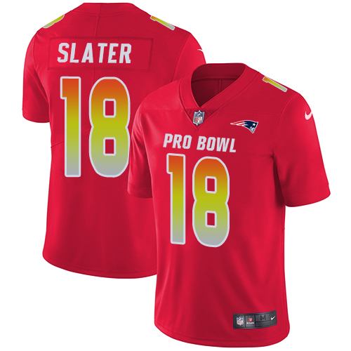 Patriots #18 Matt Slater Red Men's Stitched Limited AFC 2018 Pro Bowl Jersey