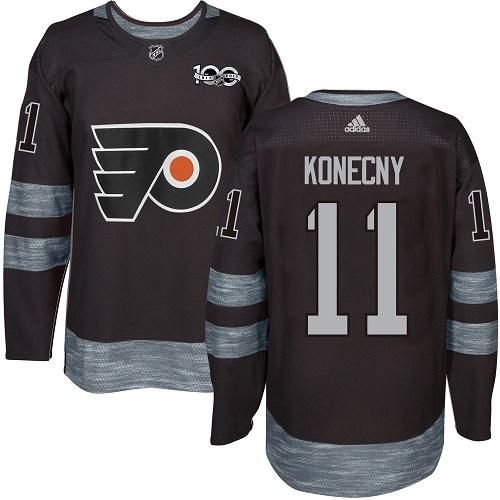 Adidas Philadelphia Flyers #11 Travis Konecny Black 1917-2017 100th Anniversary Stitched Jersey Men's