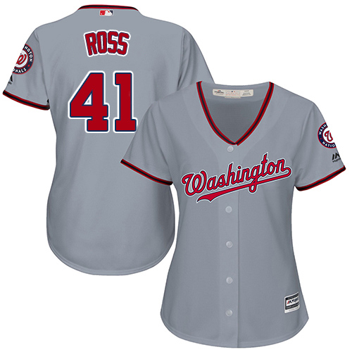 Washington Nationals #41 Joe Ross Grey Road Women's Stitched Jersey Womens