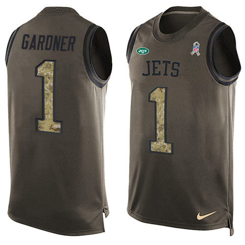 Jets #1 Ahmad Sauce Gardner Green Men's Stitched Limited Salute To Service Tank Top Jersey