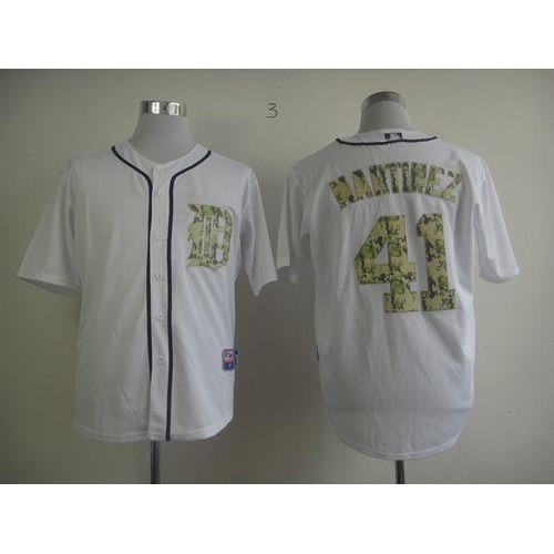 Detroit Tigers #41 Victor Martinez White USMC Cool Base Stitched Jersey Men's