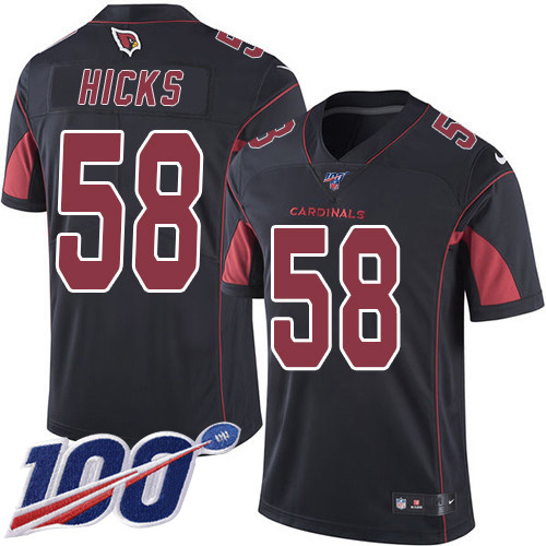 Arizona Cardinals #58 Jordan Hicks Black Men's Stitched Limited Rush 100th Season Jersey Men's