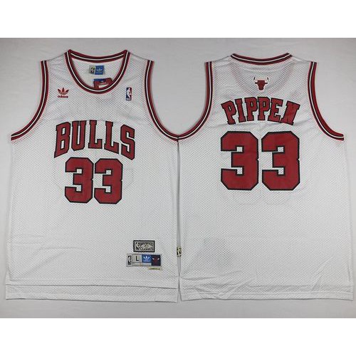 Chicago Bulls #33 Scottie Pippen White Throwback Stitched Jersey Mens
