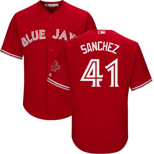 Toronto Blue Jays #41 Aaron Sanchez Red New Cool Base Canada Day Stitched Jersey Men's