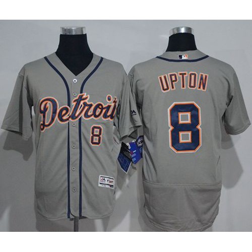 Detroit Tigers #8 Justin Upton Grey Flexbase Authentic Collection Stitched Jersey Men's