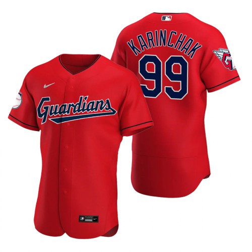 Cleveland Guardians #99 James Karinchak Red Men's 2022 Authentic Alternate Jersey Men's