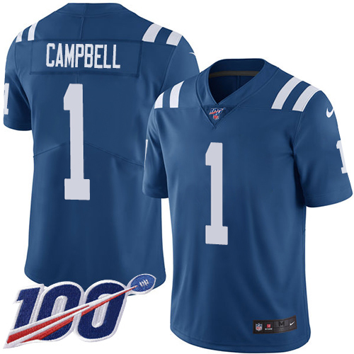 Colts #1 Parris Campbell Royal Blue Team Color Youth Stitched 100th Season Vapor Limited Jersey