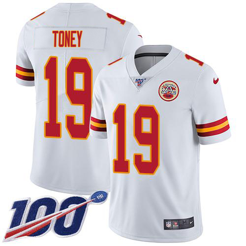 Chiefs #19 Kadarius Toney White Youth Stitched 100th Season Vapor Limited Jersey