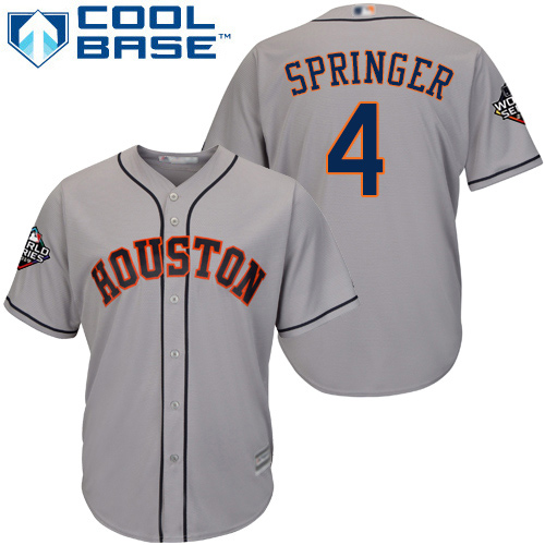 Houston Astros #4 George Springer Grey Cool Base 2019 World Series Bound Stitched Youth Jersey Youth