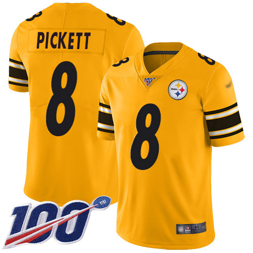 Steelers #8 Kenny Pickett Gold Men's Stitched Limited Inverted Legend 100th Season Jersey