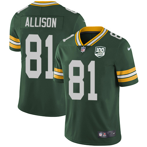 Green Bay Packers #81 Geronimo Allison Green Team Color Men's 100th Season Stitched Vapor Untouchable Limited Jersey Men's