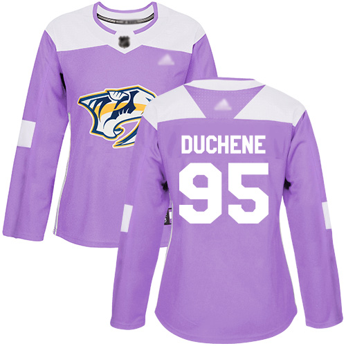 Adidas Nashville Predators #95 Matt Duchene Purple Authentic Fights Cancer Women's Stitched Jersey Womens