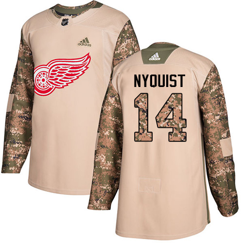 Adidas Detroit Red Wings #14 Gustav Nyquist Camo Authentic 2017 Veterans Day Stitched Youth Jersey Youth