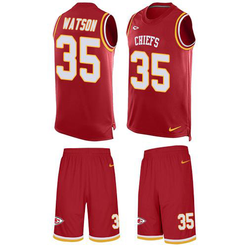 Chiefs #35 Jaylen Watson Red Team Color Men's Stitched Limited Tank Top Suit Jersey