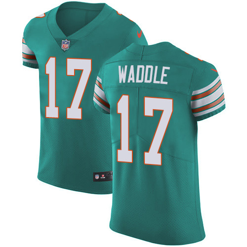 Dolphins #17 Jaylen Waddle Aqua Green Alternate Men's Stitched Vapor Untouchable Elite Jersey