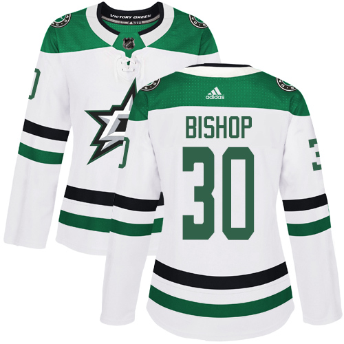 Adidas Dallas Stars #30 Ben Bishop White Road Authentic Women's Stitched Jersey Womens