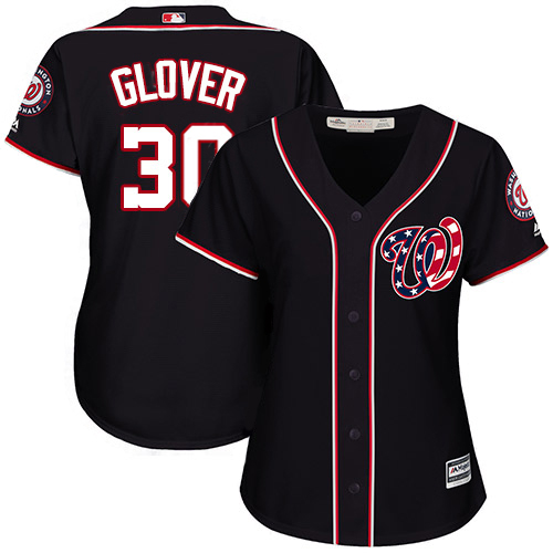 Washington Nationals #30 Koda Glover Navy Blue Alternate Women's Stitched Jersey Womens