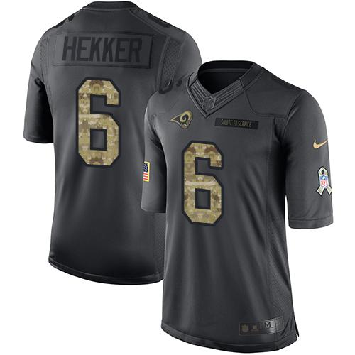 Los Angeles Rams #6 Johnny Hekker Black Men's Stitched Limited 2016 Salute to Service Jersey Men's
