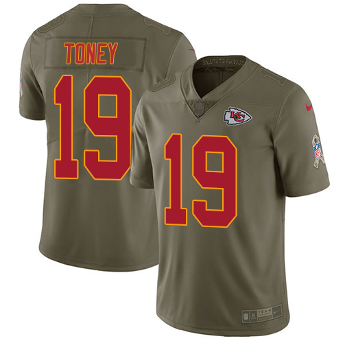Chiefs #19 Kadarius Toney Olive Youth Stitched Limited 2017 Salute To Service Jersey