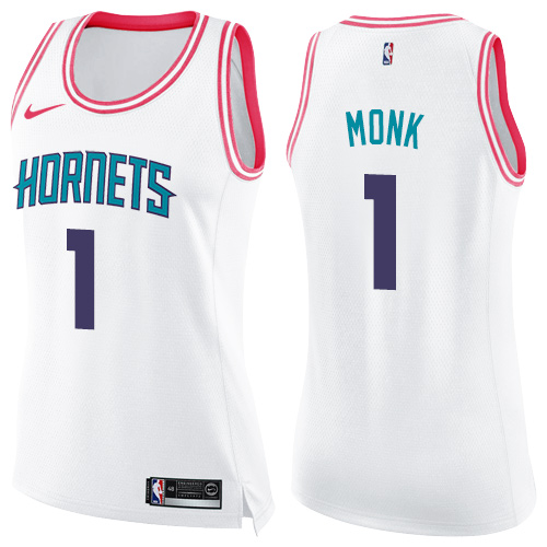 Charlotte Hornets #1 Malik Monk White/Pink Womens Swingman Fashion Jersey Womens