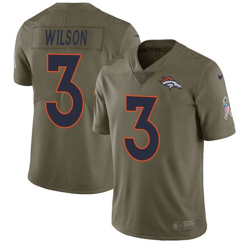 Broncos #3 Russell Wilson Olive Youth Stitched Limited 2017 Salute To Service Jersey