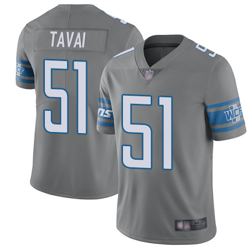 Detroit Lions #51 Jahlani Tavai Gray Men's Stitched Limited Rush Jersey Men's
