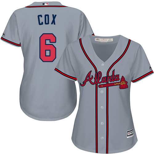 Atlanta Braves #6 Bobby Cox Grey Road Women's Stitched Jersey Womens