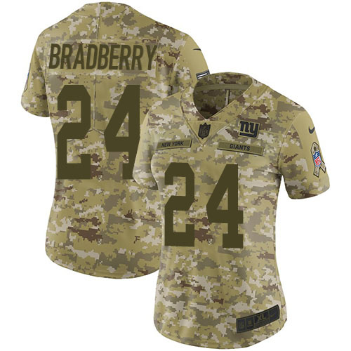 New York Giants #24 James Bradberry Camo Women's Stitched Limited 2018 Salute To Service Jersey Womens