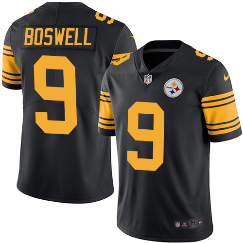 Pittsburgh Steelers #9 Chris Boswell Black Youth Stitched Limited Rush Jersey Youth