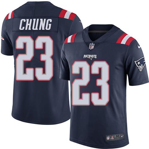 New England Patriots #23 Patrick Chung Navy Blue Men's Stitched Limited Rush Jersey Men's