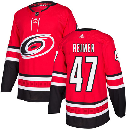 Adidas Carolina Hurricanes #47 James Reimer Red Home Authentic Stitched Jersey Men's
