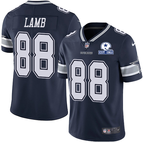 Cowboys #88 CeeDee Lamb Navy Blue Team Color Men's Stitched With Established In 1960 Patch Vapor Untouchable Limited Jersey