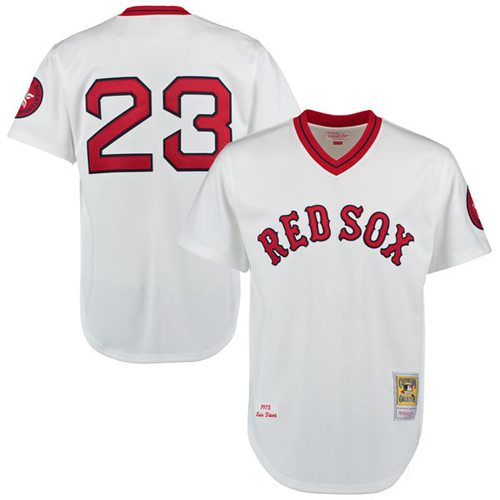 Mitchell And Ness 1975 Boston Red Sox #23 Luis Tiant White Throwback Stitched Jersey Men's