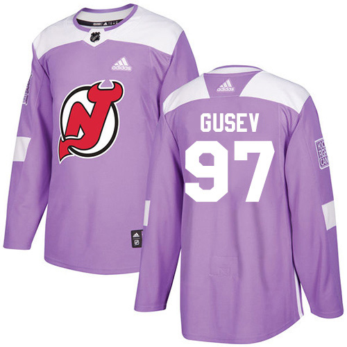 Adidas New Jersey Devils #97 Nikita Gusev Purple Authentic Fights Cancer Stitched Jersey Men's