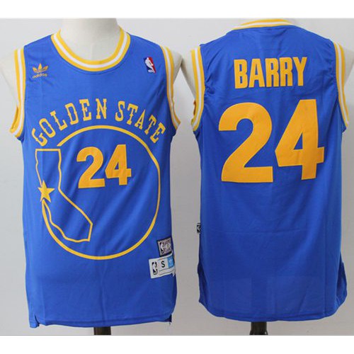 Golden State Warriors #24 Rick Barry Blue Throwback Golden State Stitched Jersey Mens