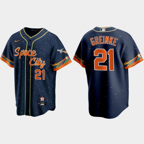 Houston Houston Astros #21 Zack Greinke Navy Men's 2021 City Connect Replica Jersey Men's