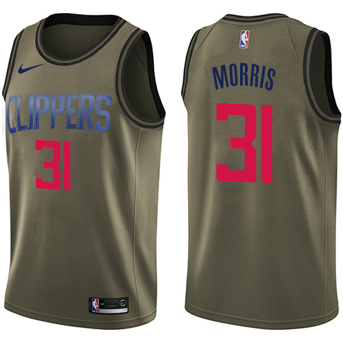 Los Angeles Clippers #31 Marcus Morris Green Swingman Salute to Service Jersey Mens