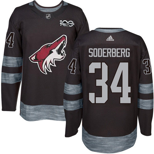 Adidas Arizona Coyotes #34 Carl Soderberg Black 1917-2017 100th Anniversary Stitched Jersey Men's