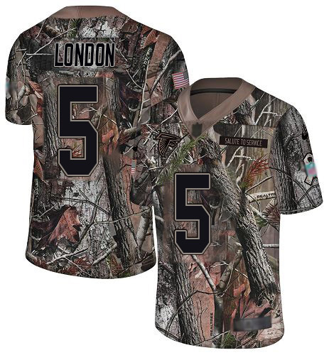 Falcons #5 Drake London Camo Stitched Youth Limited Rush Realtree Jersey