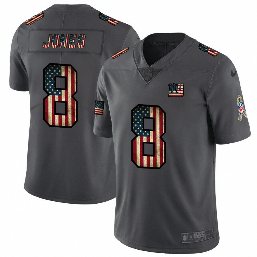 New York Giants #8 Daniel Jones 2018 Salute To Service Retro USA Flag Limited Jersey