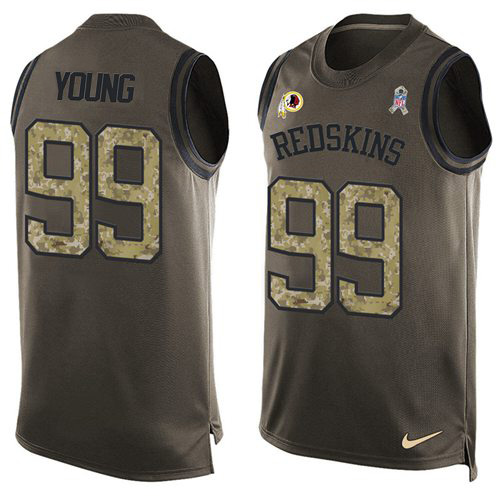 Commanders #99 Chase Young Green Men's Stitched Limited Salute To Service Tank Top Jersey