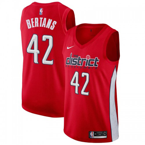 Washington Wizards #42 Davis Bertans Red Swingman Earned Edition Jersey Mens