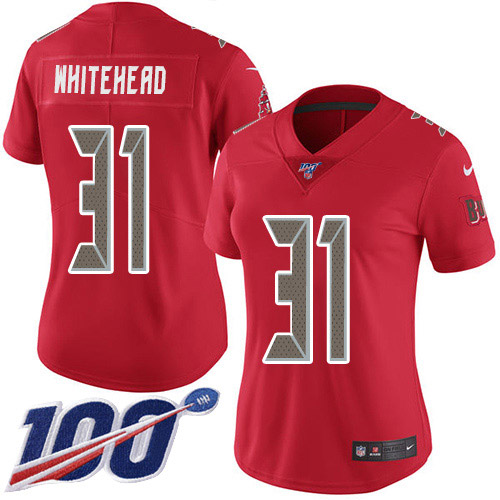 Tampa Bay Buccaneers #31 Jordan Whitehead Red Women's Stitched Limited Rush 100th Season Jersey Womens