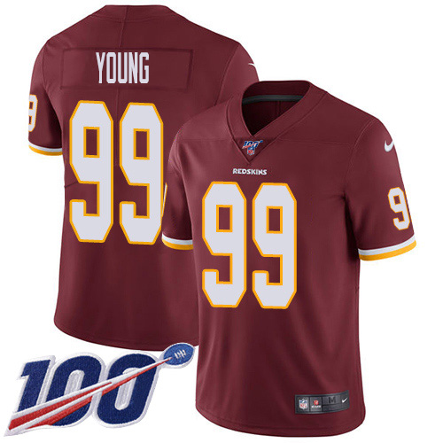 Commanders #99 Chase Young Burgundy Red Team Color Youth Stitched 100th Season Vapor Untouchable Limited Jersey